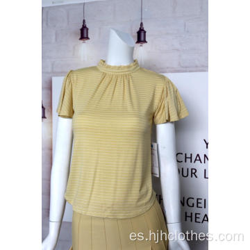 Blusa amarilla con cuello redondo para mujer